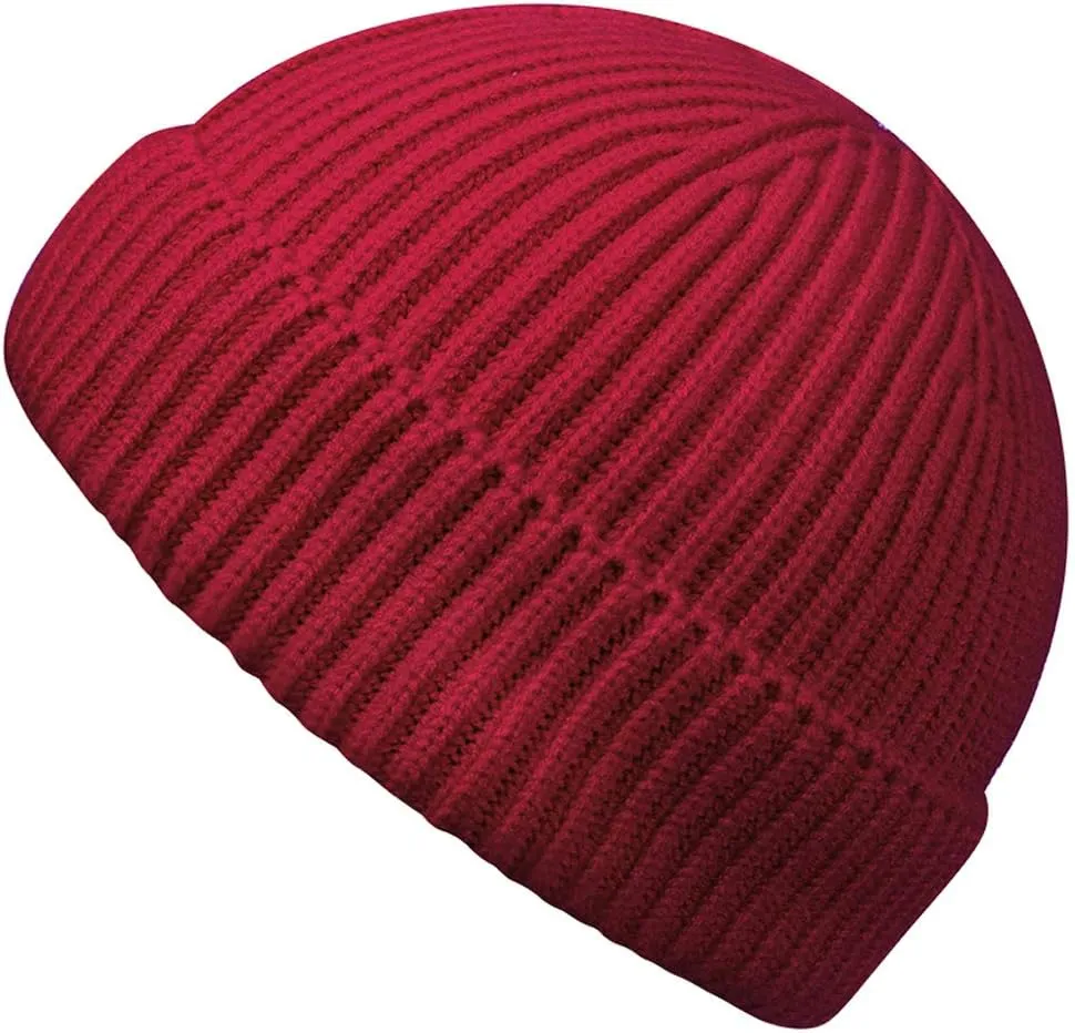 MaxNova Knit Cuff Short Fisherman Beanie for Men Women Warm Hats