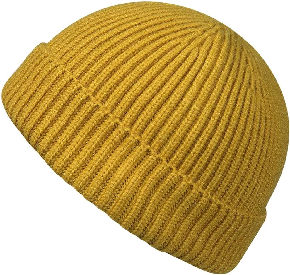 MaxNova Knit Cuff Short Fisherman Beanie for Men Women Warm Hats