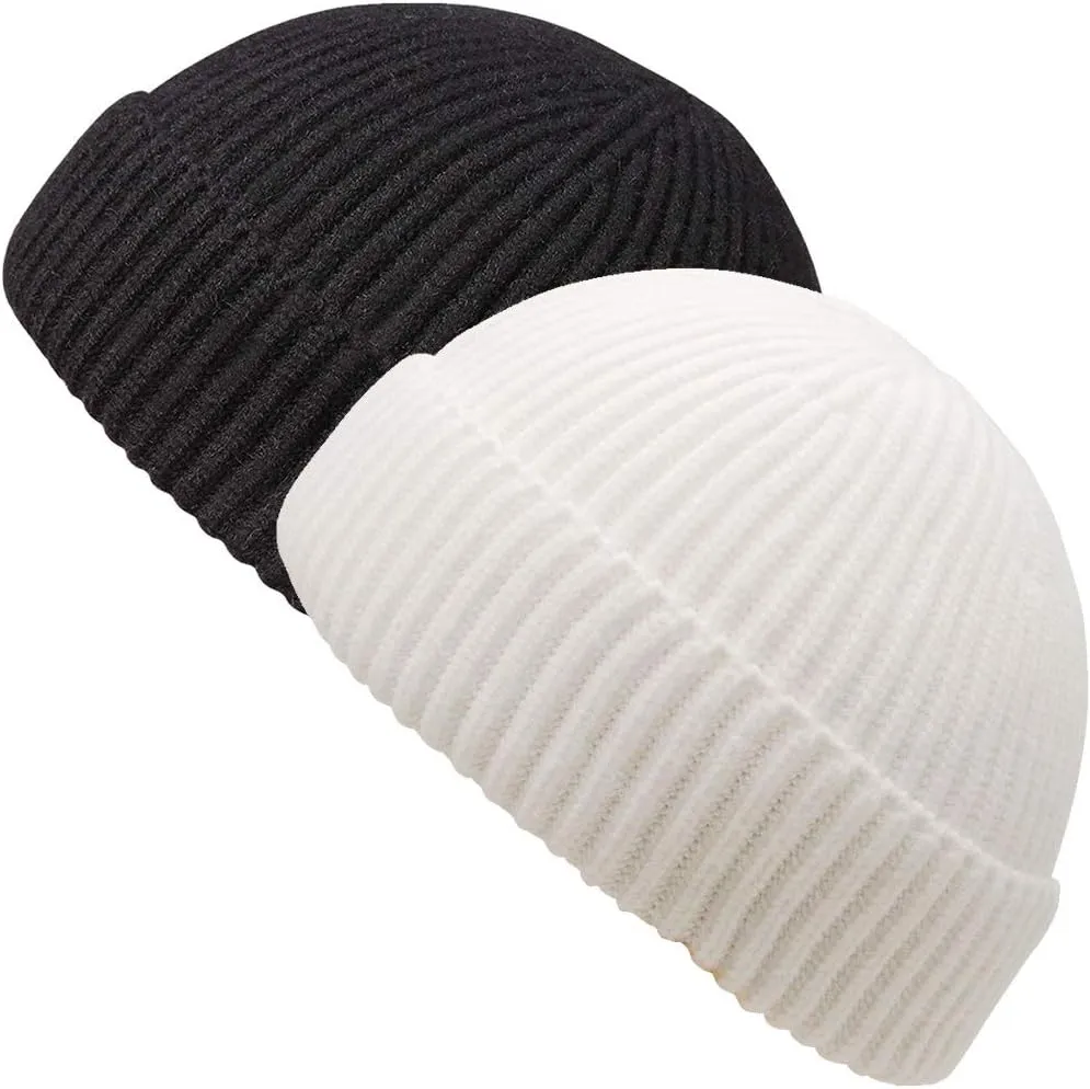 MaxNova Knit Cuff Short Fisherman Beanie for Men Women Warm Hats