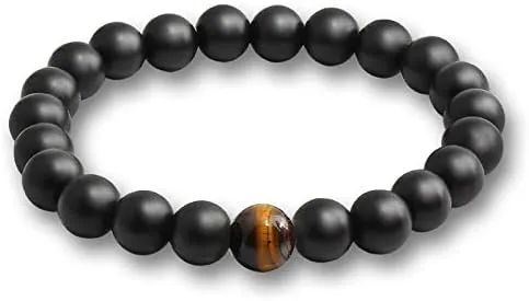 men natural volcanic stone bracelets matte black lava onyx beads buddha round bracelet & bangle women yoga prayer