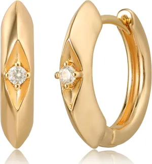 MEVECCO Gold Huggie Hoop Earrings 18K Gold Plated Cubic Zircon Hoop Earrings Minimalist Handmade Earrings for Women