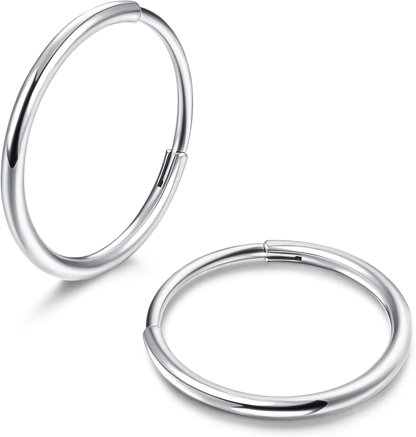 Milacolato G23 Titanium Hoop Earrings for Women Men Hypoallergenic Hinged Huggie Hoop Earrings Cartilage Helix Sleeper Lightweight Small Hoop Earring Silver/Gold/Rose Gold/Black