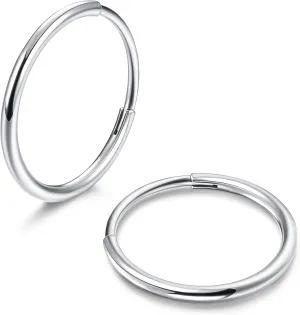 Milacolato G23 Titanium Hoop Earrings for Women Men Hypoallergenic Hinged Huggie Hoop Earrings Cartilage Helix Sleeper Lightweight Small Hoop Earring Silver/Gold/Rose Gold/Black