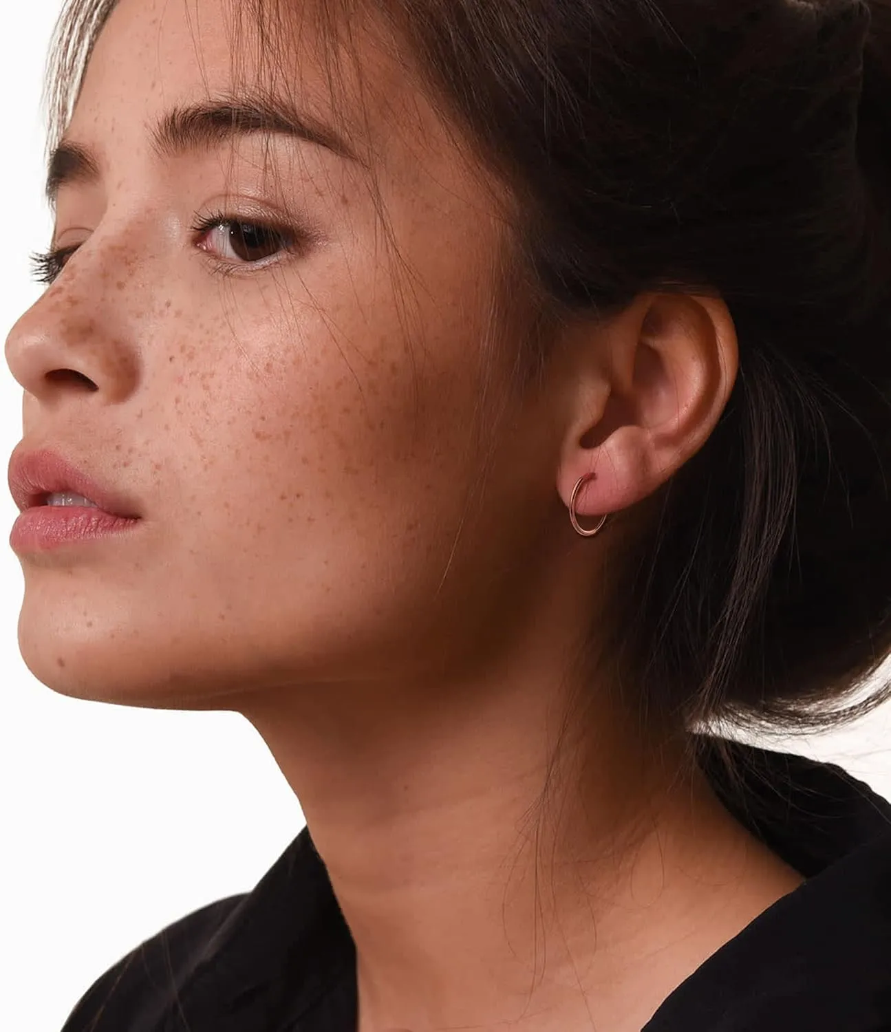 Milacolato G23 Titanium Hoop Earrings for Women Men Hypoallergenic Hinged Huggie Hoop Earrings Cartilage Helix Sleeper Lightweight Small Hoop Earring Silver/Gold/Rose Gold/Black