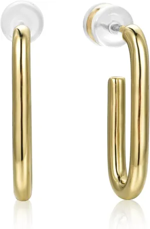 MING&KELLY JEWELRY,14K Gold Plated Lightweight Hoops for Women,Dainty & Minimalist Oblong Rectangle Hoop Earring, Gifts for Mom,Trendy Gold Hoop Earrings