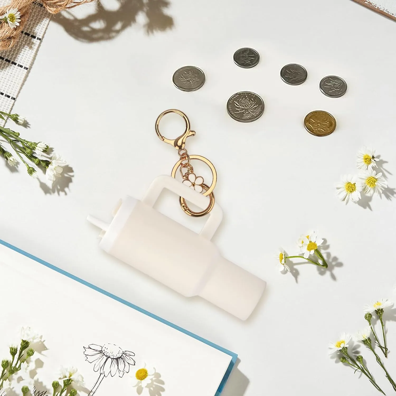 Mini Tumbler Keychain, Cute Cup Keychain Chapstick Holder Accessories for Stanley Cup, Tumbler Lip Balm for Women