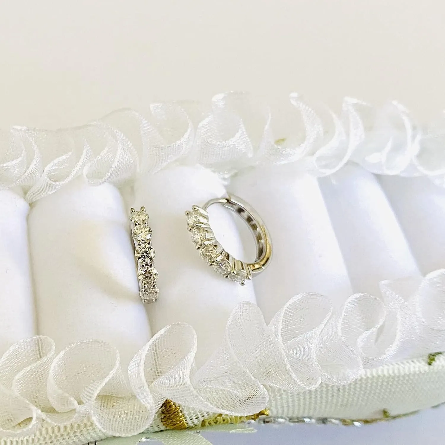 Moissanite Hoop Earrings, Huggie Hoops Sterling Silver Hoops Earrings for Women