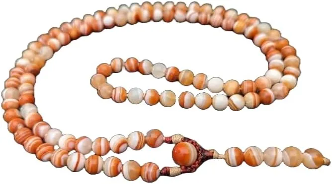 Natural Agate 8mm 108 Mala Beads, Spiritual, Meditation Beads, Reiki, Japa Mala, Buddhist Prayer Beads, Yoga Bracelet, healing beads LKMALA-RRGU-229