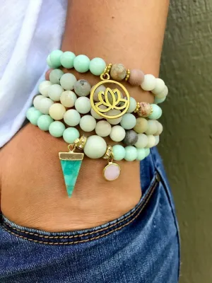 Natural Amazonite 8mm 108 Mala Beads, Spiritual, Meditation Beads, Reiki, Japa Mala, Buddhist Prayer Beads, Yoga Bracelet, healing beads LKMALA-RRGU-1326