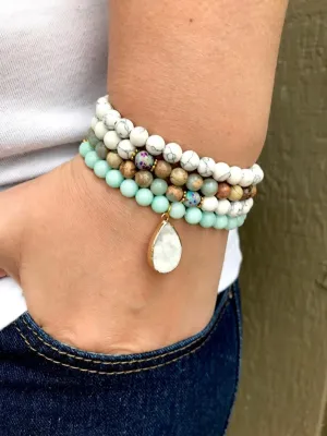 Natural Amazonite, Emperor Jasper, Howlite 6mm 108 Mala Beads, Spiritual, Meditation Beads, Reiki, Japa Mala, Buddhist Prayer Beads, Yoga Bracelet, healing beads LKMALA-RRGU-1194