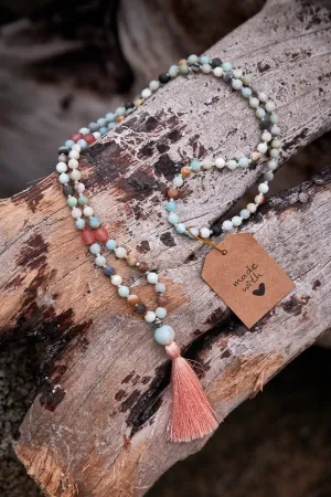 Natural Amazonite   Quartz 8mm 108 Mala Beads, Spiritual, Meditation Beads, Reiki, Japa Mala, Buddhist Prayer Beads, Yoga Bracelet, healing beads LKMALA-RRGU-564