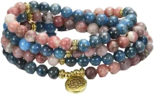 Natural Apatite Rhodonite 6mm 108 Mala Beads, Spiritual, Meditation Beads, Reiki, Japa Mala, Buddhist Prayer Beads, Yoga Bracelet, healing beads LKMALA-RRGU-2812