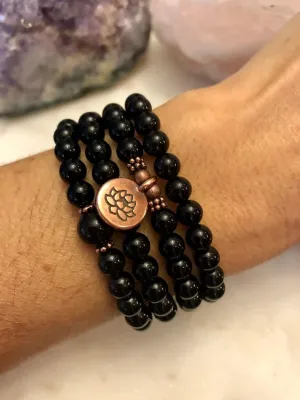 Natural Black Onyx 6mm 108 Mala Beads, Spiritual, Meditation Beads, Reiki, Japa Mala, Buddhist Prayer Beads, Yoga Bracelet, healing beads LKMALA-RRGU-3862