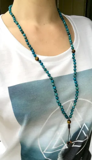 Natural Blue Apatite,Tiger eye 6mm 108 Mala Beads, Spiritual, Meditation Beads, Reiki, Japa Mala, Buddhist Prayer Beads, Yoga Bracelet, healing beads LKMALA-RRGU-2495