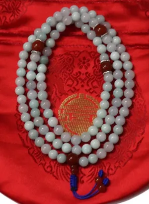 Natural Blue chalcedony, carnelian 8mm 108 Mala Beads, Spiritual, Meditation Beads, Reiki, Japa Mala, Buddhist Prayer Beads, Yoga Bracelet, healing beads LKMALA-RRGU-776