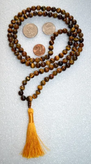 Natural Brown Tiger Eye 6mm 108 Mala Beads, Spiritual, Meditation Beads, Reiki, Japa Mala, Buddhist Prayer Beads, Yoga Bracelet, healing beads LKMALA-RRGU-1706