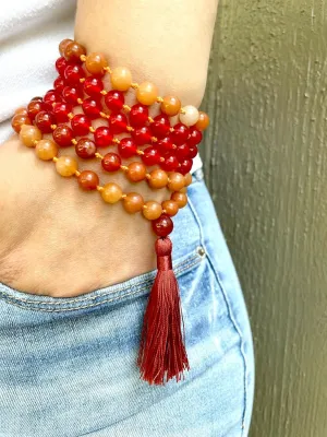 Natural Carnelian 8mm 108 Mala Beads, Spiritual, Meditation Beads, Reiki, Japa Mala, Buddhist Prayer Beads, Yoga Bracelet, healing beads LKMALA-RRGU-2399
