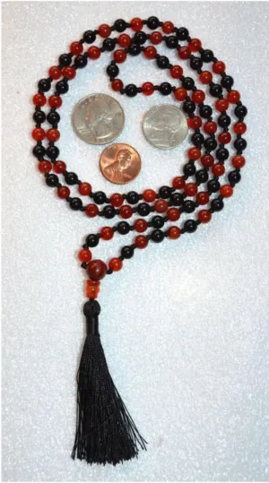 Natural Carnelian Black Tourmaline 8mm 108 Mala Beads, Spiritual, Meditation Beads, Reiki, Japa Mala, Buddhist Prayer Beads, Yoga Bracelet, healing beads LKMALA-RRGU-1725