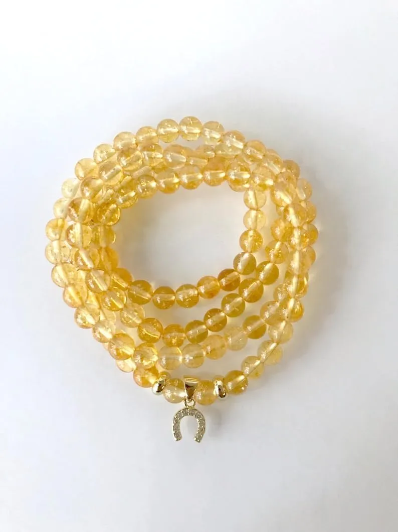 Natural CITRINE 6mm 108 Mala Beads, Spiritual, Meditation Beads, Reiki, Japa Mala, Buddhist Prayer Beads, Yoga Bracelet, healing beads LKMALA-RRGU-2493