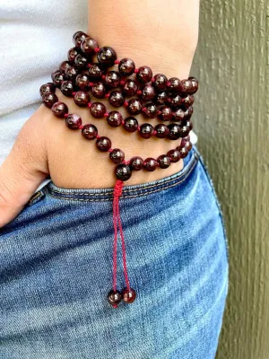 Natural GARNET 8mm 108 Mala Beads, Spiritual, Meditation Beads, Reiki, Japa Mala, Buddhist Prayer Beads, Yoga Bracelet, healing beads LKMALA-RRGU-3300