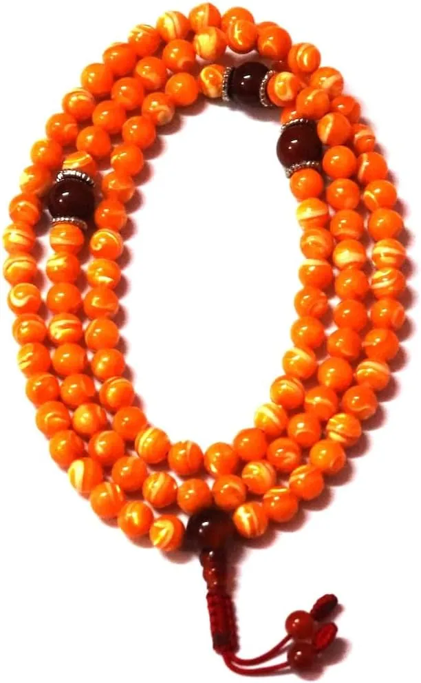 Natural Golden Mother Of Pearl,carnelian 8mm 108 Mala Beads, Spiritual, Meditation Beads, Reiki, Japa Mala, Buddhist Prayer Beads, Yoga Bracelet, healing beads LKMALA-RRGU-905