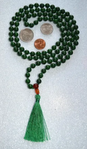 Natural Green Jade,carnelian 8mm 108 Mala Beads, Spiritual, Meditation Beads, Reiki, Japa Mala, Buddhist Prayer Beads, Yoga Bracelet, healing beads LKMALA-RRGU-1909