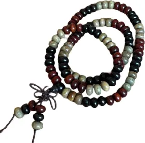 Natural Green Sandalwood, Ebony, Rosewood 8mm 108 Mala Beads, Spiritual, Meditation Beads, Reiki, Japa Mala, Buddhist Prayer Beads, Yoga Bracelet, healing beads LKMALA-RRGU-1157
