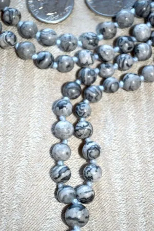 Natural Jasper 8mm 108 Mala Beads, Spiritual, Meditation Beads, Reiki, Japa Mala, Buddhist Prayer Beads, Yoga Bracelet, healing beads LKMALA-RRGU-1772