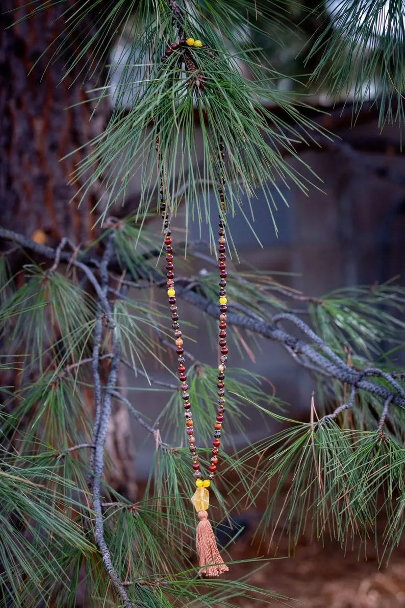 Natural JASPER ,yellow JADE,SANDALWOOD 8mm 108 Mala Beads, Spiritual, Meditation Beads, Reiki, Japa Mala, Buddhist Prayer Beads, Yoga Bracelet, healing beads LKMALA-RRGU-2361