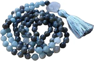 Natural Labradorite, Aquamarine, Rainbow Moonstone 8mm 108 Mala Beads, Spiritual, Meditation Beads, Reiki, Japa Mala, Buddhist Prayer Beads, Yoga Bracelet, healing beads LKMALA-RRGU-2954