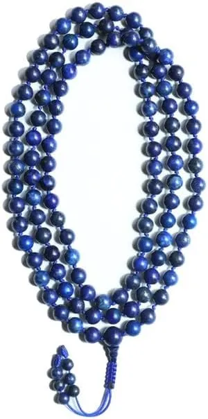 Natural Lapis Lazuli 10mm 108 Mala Beads, Spiritual, Meditation Beads, Reiki, Japa Mala, Buddhist Prayer Beads, Yoga Bracelet, healing beads LKMALA-RRGU-958, 34 inch, blue