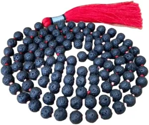 Natural Lava 8mm 108 Mala Beads, Spiritual, Meditation Beads, Reiki, Japa Mala, Buddhist Prayer Beads, Yoga Bracelet, healing beads LKMALA-RRGU-600