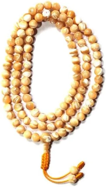Natural Mother of Pearl, 8mm 108 Mala Beads, Spiritual, Meditation Beads, Reiki, Japa Mala, Buddhist Prayer Beads, Yoga Bracelet, healing beads LKMALA-RRGU-920, 34 inch
