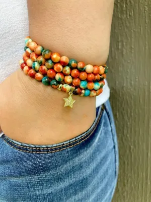 Natural Ocean White jade - dyed 6mm 108 Mala Beads, Spiritual, Meditation Beads, Reiki, Japa Mala, Buddhist Prayer Beads, Yoga Bracelet, healing beads LKMALA-RRGU-1332