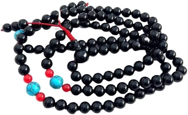 Natural onyx, turquoise, red jade 8mm 108 Mala Beads, Spiritual, Meditation Beads, Reiki, Japa Mala, Buddhist Prayer Beads, Yoga Bracelet, healing beads LKMALA-RRGU-1592