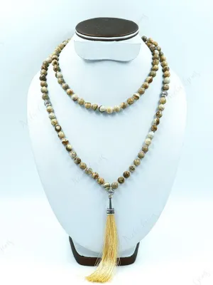 Natural Picture Jasper 8mm 108 Mala Beads, Spiritual, Meditation Beads, Reiki, Japa Mala, Buddhist Prayer Beads, Yoga Bracelet, healing beads LKMALA-RRGU-2741