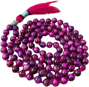 Natural Pink Tiger Eye 8mm 108 Mala Beads, Spiritual, Meditation Beads, Reiki, Japa Mala, Buddhist Prayer Beads, Yoga Bracelet, healing beads LKMALA-RRGU-628