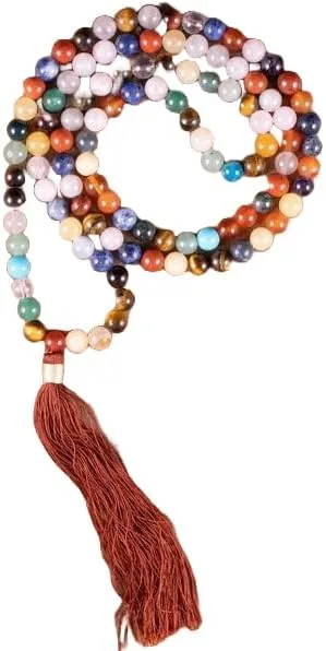 Natural Rainbow GEMSTONES 8mm 108 Mala Beads, Spiritual, Meditation Beads, Reiki, Japa Mala, Buddhist Prayer Beads, Yoga Bracelet, healing beads LKMALA-RRGU-3082