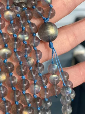 Natural Rainbow Labradorite 8mm 108 Mala Beads, Spiritual, Meditation Beads, Reiki, Japa Mala, Buddhist Prayer Beads, Yoga Bracelet, healing beads LKMALA-RRGU-2996