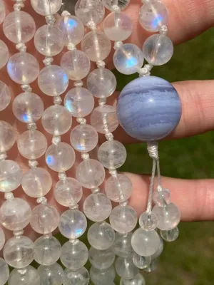 Natural Rainbow Moonstone 8mm 108 Mala Beads, Spiritual, Meditation Beads, Reiki, Japa Mala, Buddhist Prayer Beads, Yoga Bracelet, healing beads LKMALA-RRGU-2999