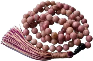 Natural Rhodonite and Black Onyx 8mm 108 Mala Beads, Spiritual, Meditation Beads, Reiki, Japa Mala, Buddhist Prayer Beads, Yoga Bracelet, healing beads LKMALA-RRGU-1664