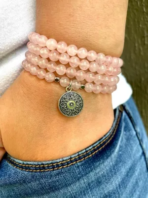Natural Rose Quartz 6mm 108 Mala Beads, Spiritual, Meditation Beads, Reiki, Japa Mala, Buddhist Prayer Beads, Yoga Bracelet, healing beads LKMALA-RRGU-1321