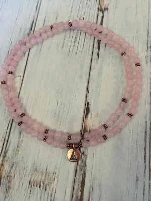 Natural Rose Quartz 6mm 108 Mala Beads, Spiritual, Meditation Beads, Reiki, Japa Mala, Buddhist Prayer Beads, Yoga Bracelet, healing beads LKMALA-RRGU-3861, 34 inch, pink