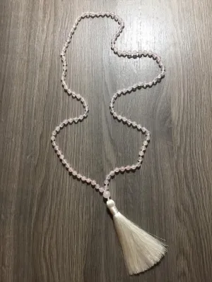 Natural Rose quartz 8mm 108 Mala Beads, Spiritual, Meditation Beads, Reiki, Japa Mala, Buddhist Prayer Beads, Yoga Bracelet, healing beads LKMALA-RRGU-2266