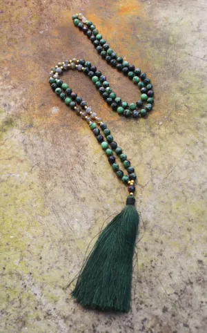 Natural Ruby Zoisite and Labradorite 8mm 108 Mala Beads, Spiritual, Meditation Beads, Reiki, Japa Mala, Buddhist Prayer Beads, Yoga Bracelet, healing beads LKMALA-RRGU-2879, 34 inch