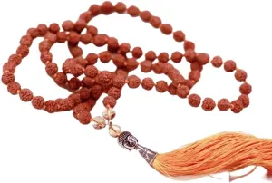 Natural Rudraksha with Citrine 6mm 108 Mala Beads, Spiritual, Meditation Beads, Reiki, Japa Mala, Buddhist Prayer Beads, Yoga Bracelet, healing beads LKMALA-RRGU-3396, 34 inch