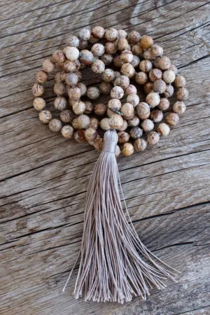 Natural Sand Jasper 8mm 108 Mala Beads, Spiritual, Meditation Beads, Reiki, Japa Mala, Buddhist Prayer Beads, Yoga Bracelet, healing beads LKMALA-RRGU-2695