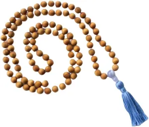 Natural Scented Wood and Blue Lace Agate 8mm 108 Mala Beads, Spiritual, Meditation Beads, Reiki, Japa Mala, Buddhist Prayer Beads, Yoga Bracelet, healing beads LKMALA-RRGU-3220