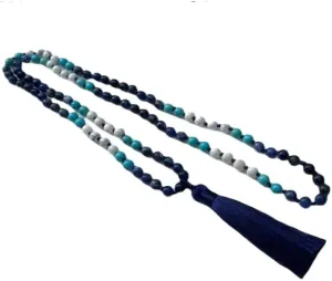 Natural Sodalite, Turquoise and Howlite 6mm 108 Mala Beads, Spiritual, Meditation Beads, Reiki, Japa Mala, Buddhist Prayer Beads, Yoga Bracelet, healing beads LKMALA-RRGU-2017