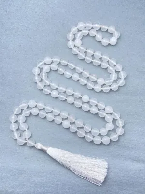 Natural White Jade 8mm 108 Mala Beads, Spiritual, Meditation Beads, Reiki, Japa Mala, Buddhist Prayer Beads, Yoga Bracelet, healing beads LKMALA-RRGU-3632